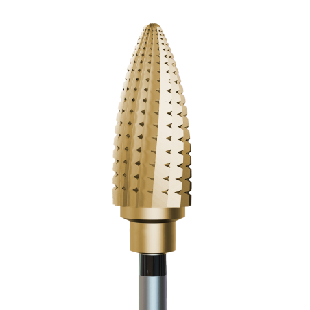 Fresa de carburo - Cono de 6,0 mm con recubrimiento dorado.