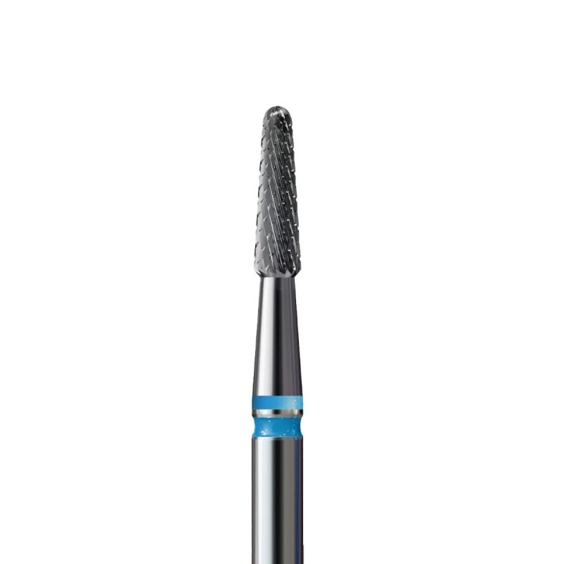 Left-handed carbide cutter - fine cone (blue stripe) - for removing cuticles