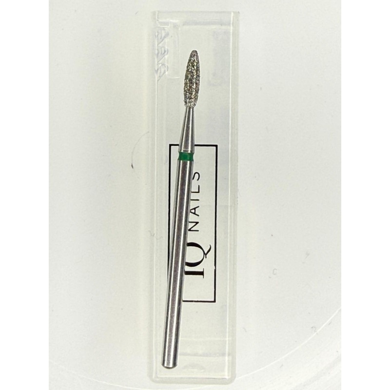 Diamond cutter for cuticles right and left - fine long "flame" - Ø 2.1 mm, green stripe