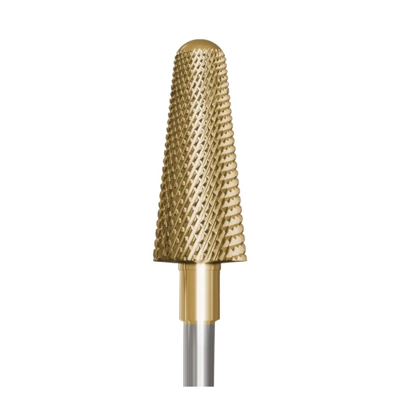 Solid carbide Safe End mill with gold coating - fine cone for hybrid and gel.