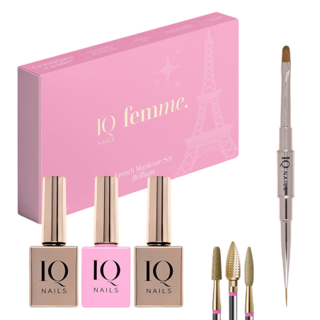 Brilliant French Manicure Set – UV Base, Polish, Top, 3 Bits, Brush
